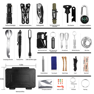 Emergency Survival Kit, 22 in 1 Professional Survival Gear Equipment Tools  First Aid Supplies for SOS Emergency Tactical Hiking Hunting Disaster