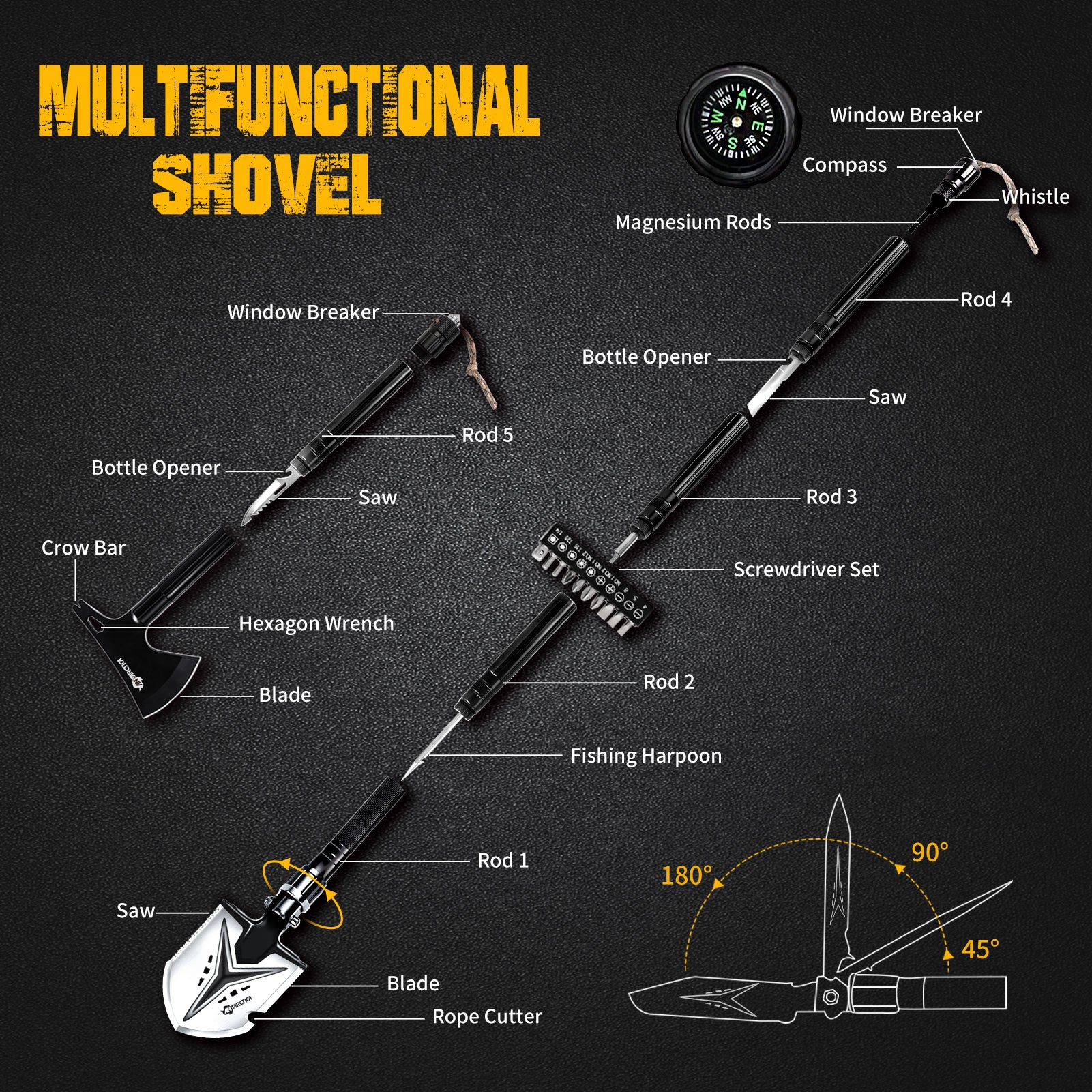 ANTARTICA Multifunctional Tactical Design Shovel & Axe